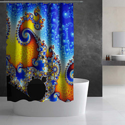 Шторка для душа Фрактальный узор текстура синий, цвет: 3D-принт — фото 2