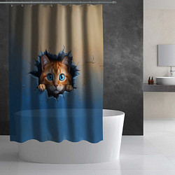 Шторка для душа Выглядывающий котенок, цвет: 3D-принт — фото 2