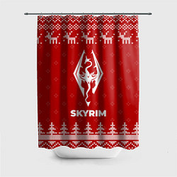 Шторка для душа Новогодний Skyrim с оленями, цвет: 3D-принт