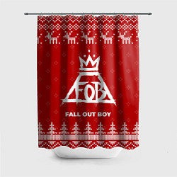 Шторка для душа Новогодний Fall Out Boy с оленями, цвет: 3D-принт