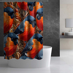 Шторка для душа Снегири, цвет: 3D-принт — фото 2