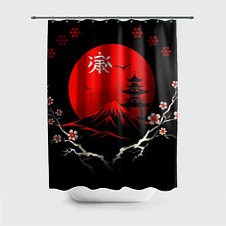 Шторка для ванной Japan red black nature