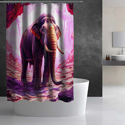 Шторка для душа Слон в розовом свете, цвет: 3D-принт — фото 2