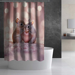 Шторка для душа Влюбленные белочки с сердечком, цвет: 3D-принт — фото 2