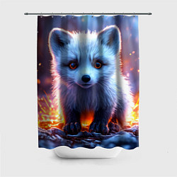 Шторка для душа Песец в искрах, цвет: 3D-принт