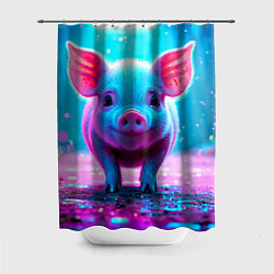 Шторка для душа Свинка в розовом свете, цвет: 3D-принт
