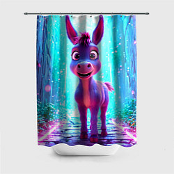 Шторка для ванной Ослик в неоновых искрах