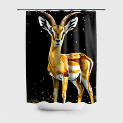 Шторка для душа Газель на черном, цвет: 3D-принт