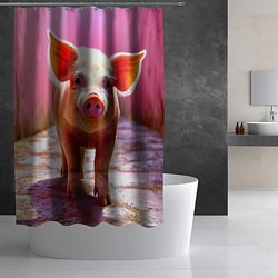 Шторка для душа Поросенок в розовом, цвет: 3D-принт — фото 2