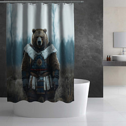 Шторка для душа Воин русский медведь, цвет: 3D-принт — фото 2