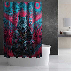 Шторка для душа Волк с гербом РФ, цвет: 3D-принт — фото 2