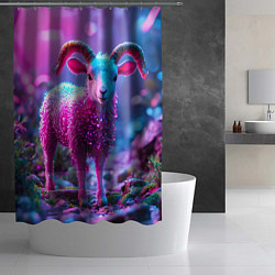 Шторка для душа Козлик в розовом, цвет: 3D-принт — фото 2