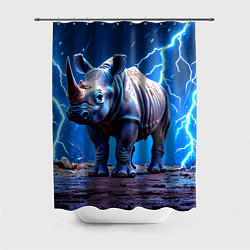 Шторка для душа Носорог в разрядах молнии, цвет: 3D-принт