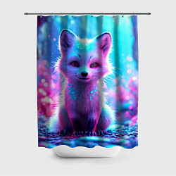 Шторка для душа Песец в неоновом свете, цвет: 3D-принт