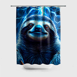Шторка для душа Ленивец в разрядах молний, цвет: 3D-принт