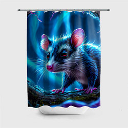 Шторка для душа Опоссум в синей туманности, цвет: 3D-принт