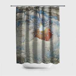Шторка для душа Искрящийся мандарин на снегу, цвет: 3D-принт