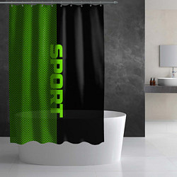 Шторка для душа Sport чёрно-зелёный пополам, цвет: 3D-принт — фото 2