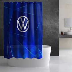 Шторка для душа Volkswagen blue poly, цвет: 3D-принт — фото 2