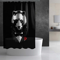 Шторка для душа Панда в черном костюме, цвет: 3D-принт — фото 2