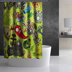 Шторка для душа Растения против зомби с героями, цвет: 3D-принт — фото 2