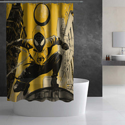 Шторка для душа Черный человек-паук, цвет: 3D-принт — фото 2