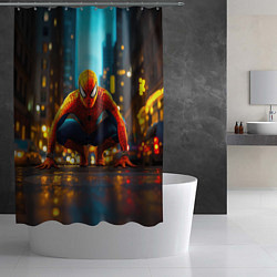 Шторка для душа Человек паук на старте, цвет: 3D-принт — фото 2