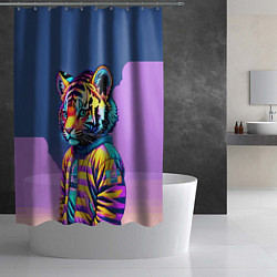 Шторка для душа Cool tiger cub - pop art, цвет: 3D-принт — фото 2