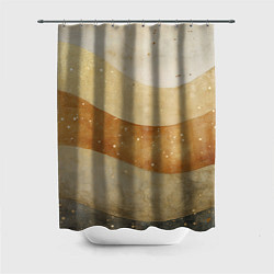 Шторка для душа Бежево-золотые полосы с блестками, цвет: 3D-принт