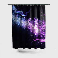 Шторка для душа Фиолетово-синяя абстрактная волна, цвет: 3D-принт