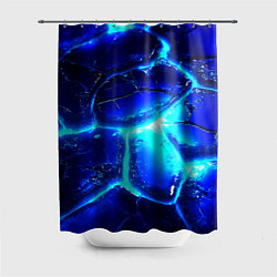 Шторка для душа Синие плиты лед, цвет: 3D-принт