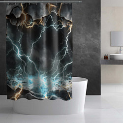Шторка для душа Молния в разбитом камне текстура, цвет: 3D-принт — фото 2