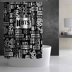Шторка для душа Bangtan Boys pattern black, цвет: 3D-принт — фото 2