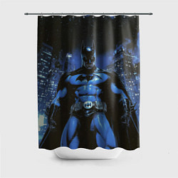 Шторка для душа Бэтмен синий город, цвет: 3D-принт