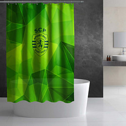 Шторка для душа Sporting green poly, цвет: 3D-принт — фото 2