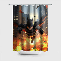 Шторка для душа Бэтмен в полете над огнем, цвет: 3D-принт