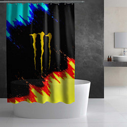 Шторка для душа Monster energy огненные краски, цвет: 3D-принт — фото 2