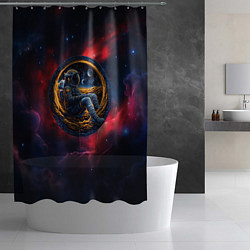Шторка для душа Космонавт сидит в луне, цвет: 3D-принт — фото 2