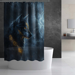 Шторка для душа Волк фэнтези стиль, цвет: 3D-принт — фото 2