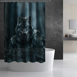 Шторка для душа Солдат волк, цвет: 3D-принт — фото 2