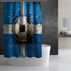 Шторка для душа Футбольный мяч на синем, цвет: 3D-принт — фото 2