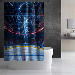 Шторка для душа Удар молнии в хоккейную площадку, цвет: 3D-принт — фото 2
