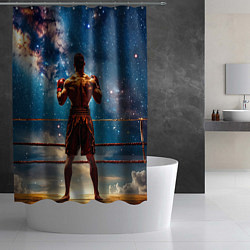 Шторка для душа Тайский боксер в космосе, цвет: 3D-принт — фото 2