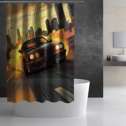 Шторка для душа БМВ на фоне заката, цвет: 3D-принт — фото 2