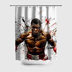 Шторка для душа Мухаммед Али на белом, цвет: 3D-принт