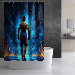 Шторка для душа Кикбоксер в огне, цвет: 3D-принт — фото 2