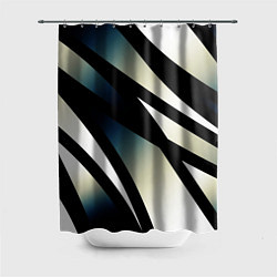 Шторка для душа Чёрно-белый с синим затемнением полосы, цвет: 3D-принт