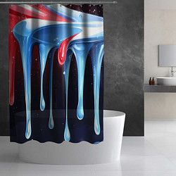 Шторка для душа Синие и красные слизи текстура, цвет: 3D-принт — фото 2