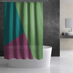 Шторка для душа Сине-зелёно-розовый тёмный трёхцветный, цвет: 3D-принт — фото 2