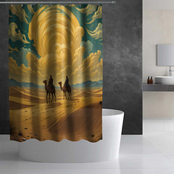 Шторка для душа В пустыне на верблюдах, цвет: 3D-принт — фото 2